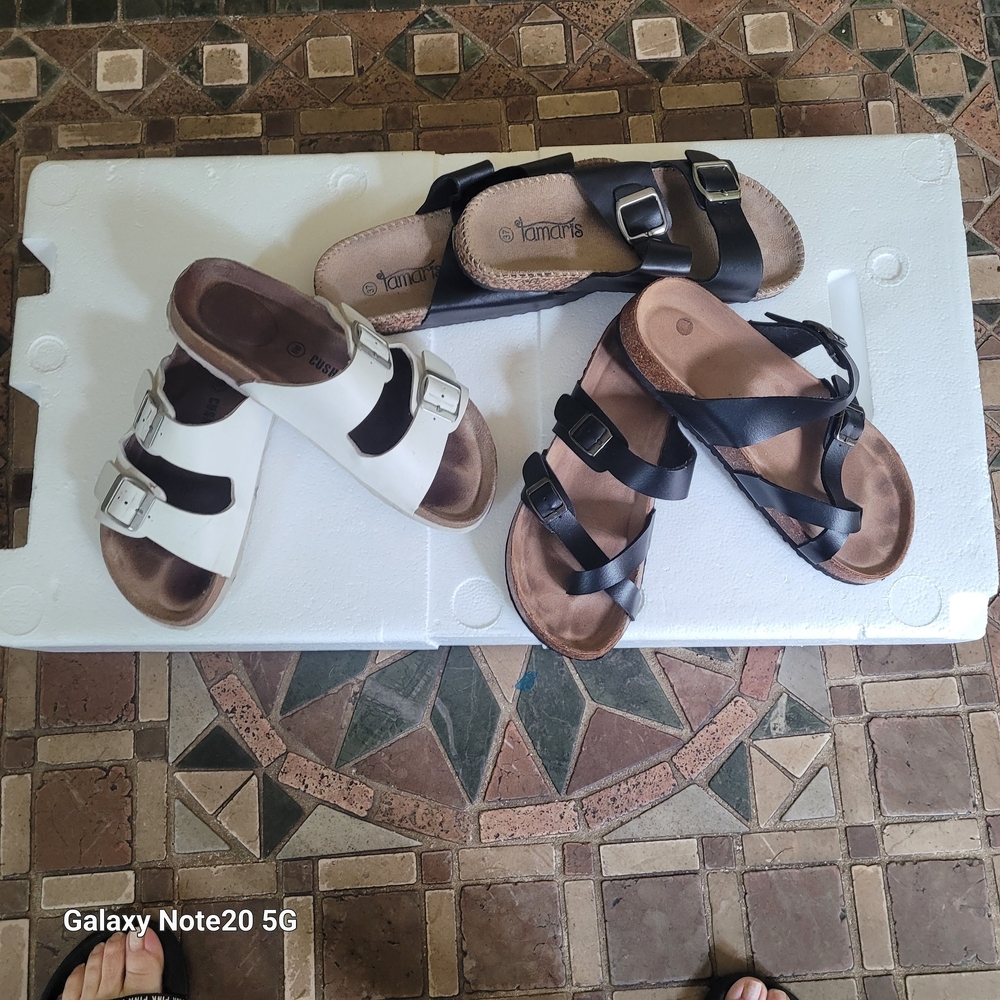 Black and White Buckle Sandals